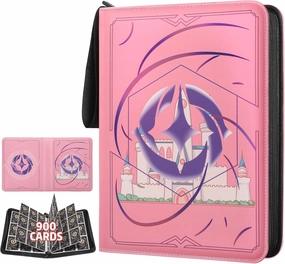Trading Card Binder for Lorcana Cards Premium 9 Pocket Card Binder Compatible with Lorcana Cards 900 Pockets Capacity for TCG Storage Display Collection(Pink 9)