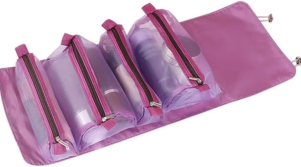Travel Cosmetic Bag Women Mesh Make Up Box Bags Beautician Toiletry Makeup Brushes Lipstick Storage Organizer(Beige)