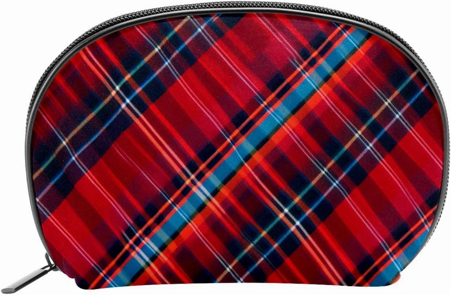 Travel Toiletry Bag,Small Makeup Bag,Classic Stripe Red Plaid,Make up Bags for Women