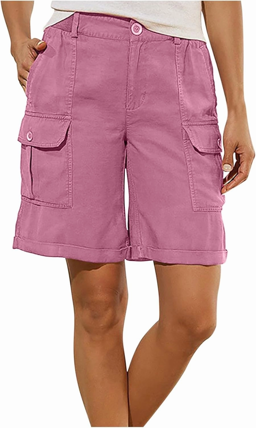 Uillui Cargo Shorts for Women High Waist Straight Leg Bootcut Shorts Multi-Pocket Tactical Cargo Shorts Outdoor Hiking Short