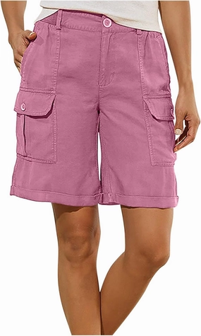 Uillui Cargo Shorts for Women High Waist Straight Leg Bootcut Shorts Multi-Pocket Tactical Cargo Shorts Outdoor Hiking Short