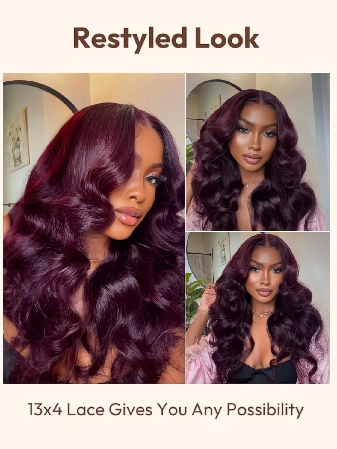 UNICE Black Cherry Layered Straight Wig 13x4 Lace Front Wig Human Hair Pre Everything Glueless Wigs Human Hair Pre Plucked Pre Cut Bleached Knots Put on and Go Wig 22 inch