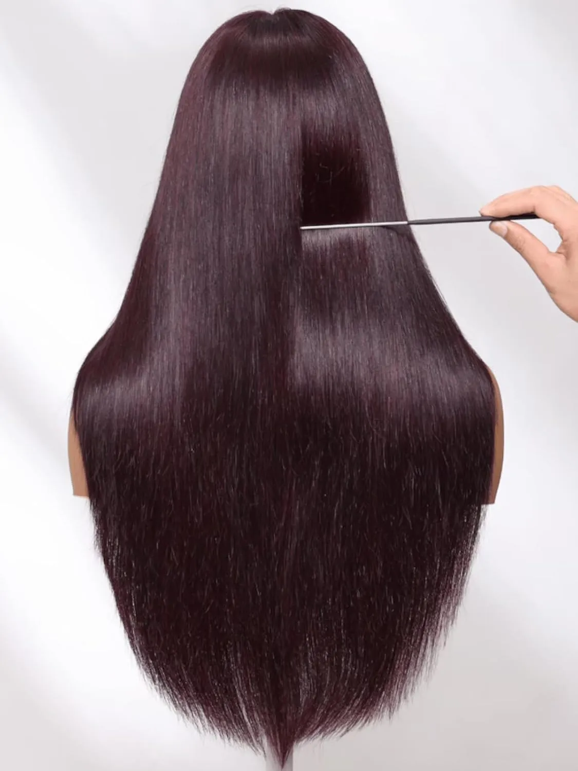 UNICE Black Cherry Layered Straight Wig 13x4 Lace Front Wig Human Hair Pre Everything Glueless Wigs Human Hair Pre Plucked Pre Cut Bleached Knots Put on and Go Wig 22 inch