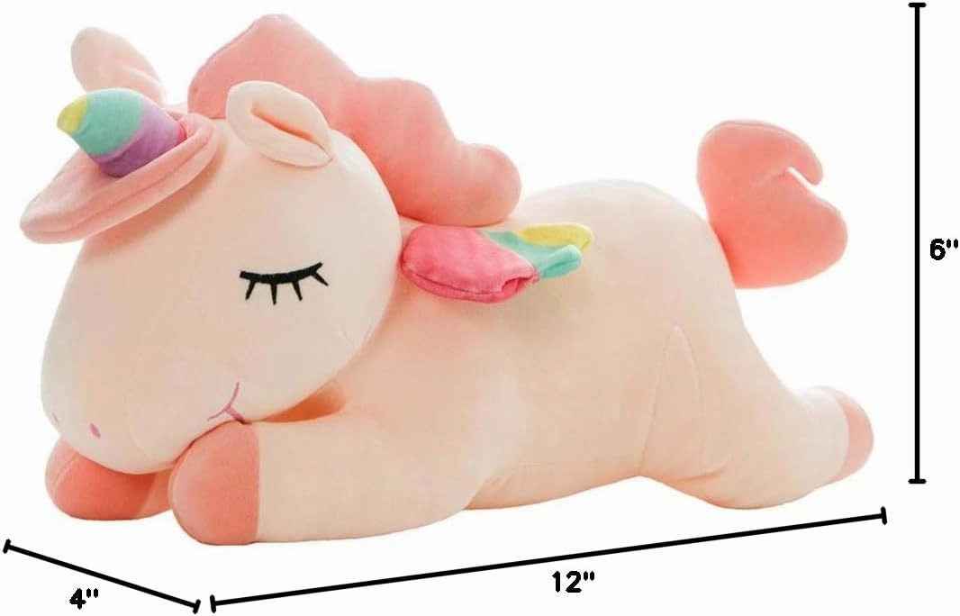 Unicorn Stuffed Animals, Soft Unicorn Plush Hugging Pillow Toy Gifts for Kids (Pink, 12 in)