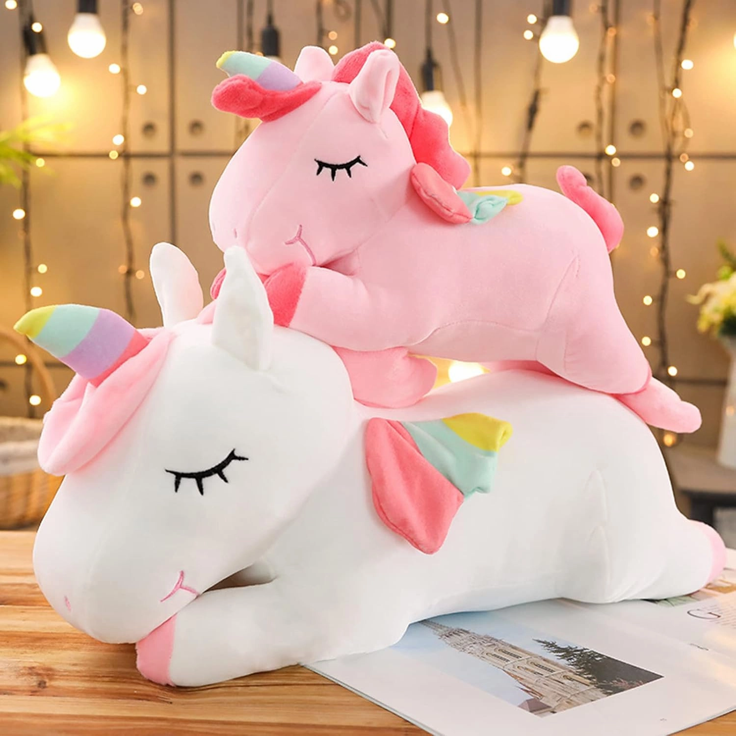 Unicorn Stuffed Animals, Soft Unicorn Plush Hugging Pillow Toy Gifts for Kids (Pink, 12 in)