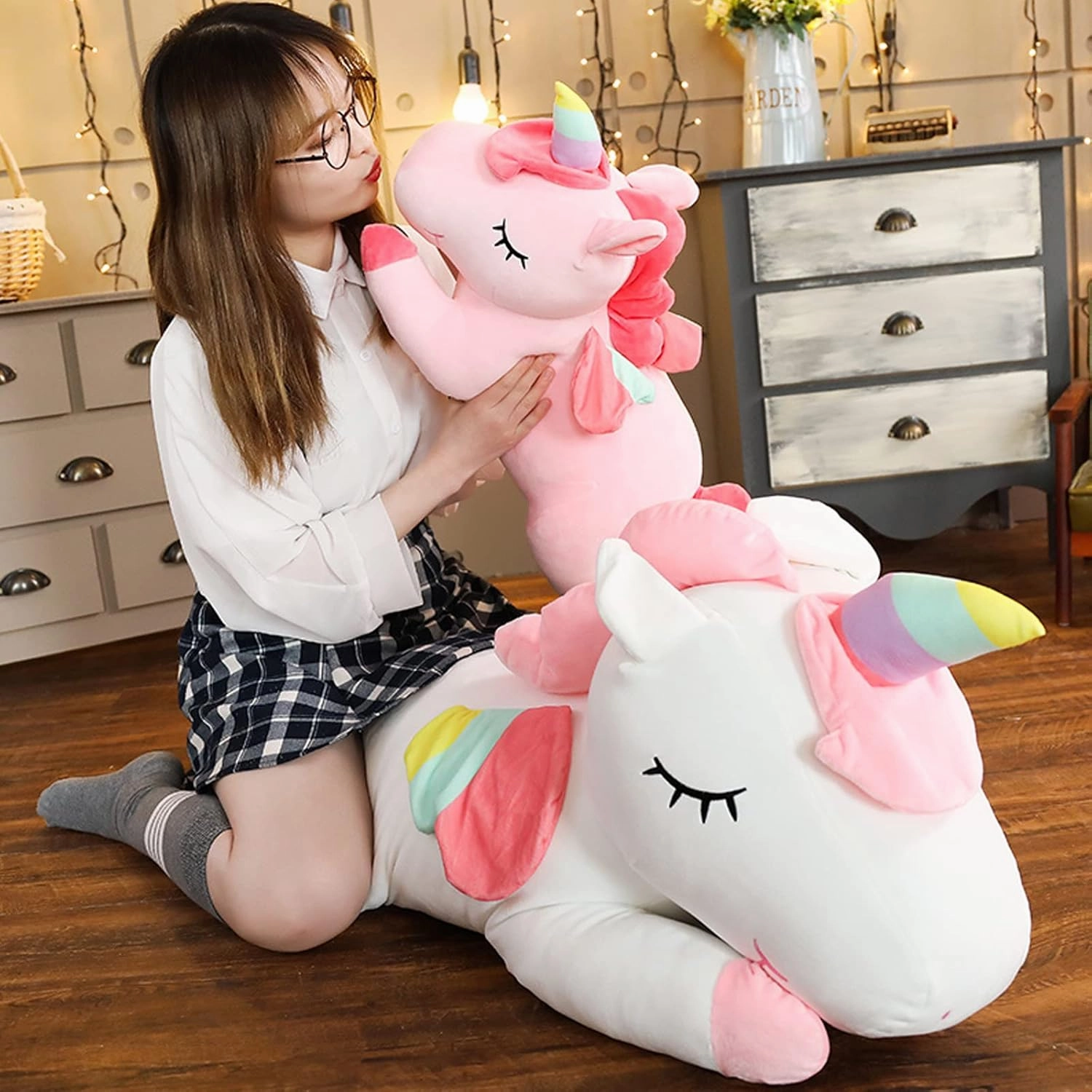 Unicorn Stuffed Animals, Soft Unicorn Plush Hugging Pillow Toy Gifts for Kids (Pink, 12 in)