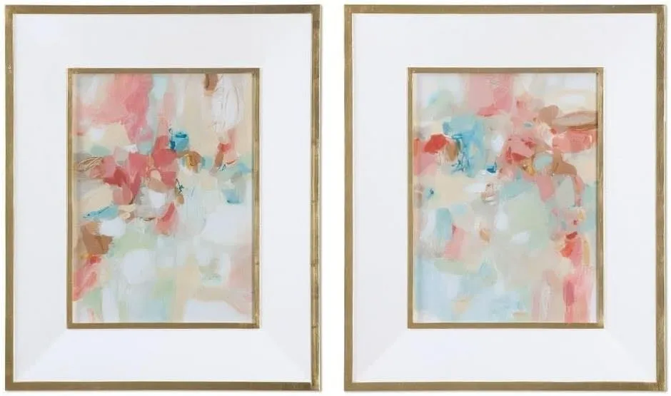 Uttermost A Touch Of Blush And Rosewood Fences - 33.63 inch Abstract Art (Set of 2)