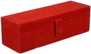 Velvet Bangle Box | Premium Jewelry Organizer for Women | Elegant Bracelet Storage with Self-Cut Work | Red