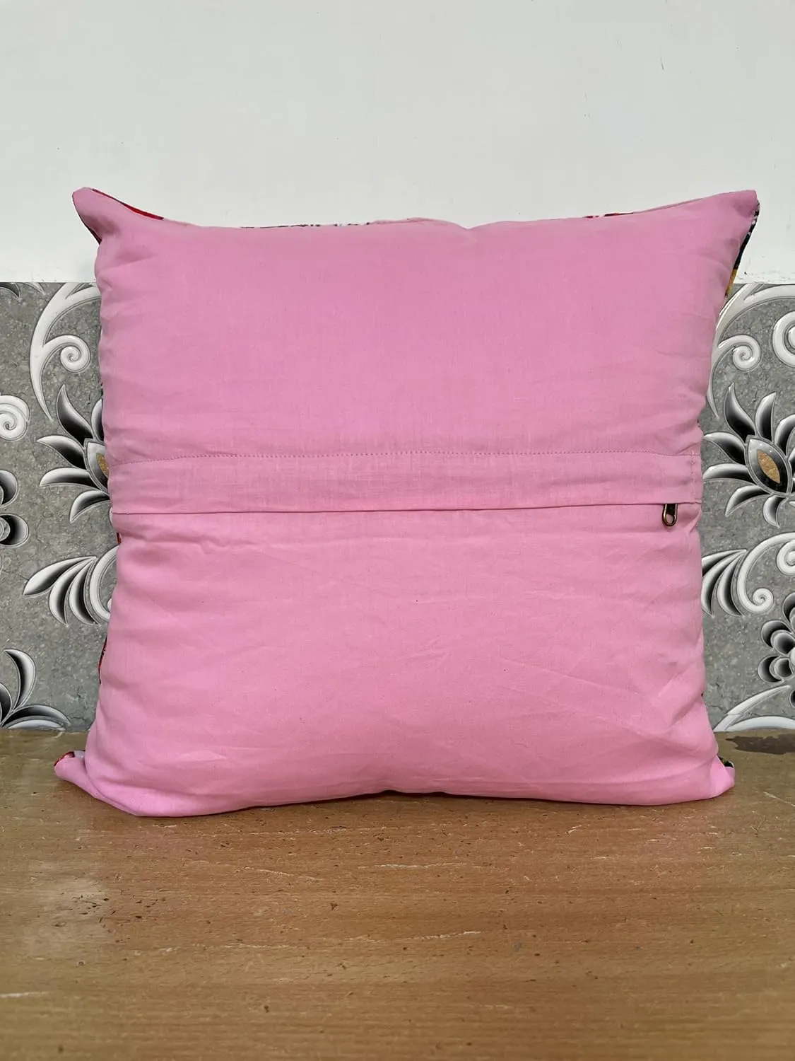 Velvet Floral Flower Throw Pillow Cover, Couch Bohemian Accent, 18 x 18 inches, Colorful Boho Chic (Pink, 24" x 24")