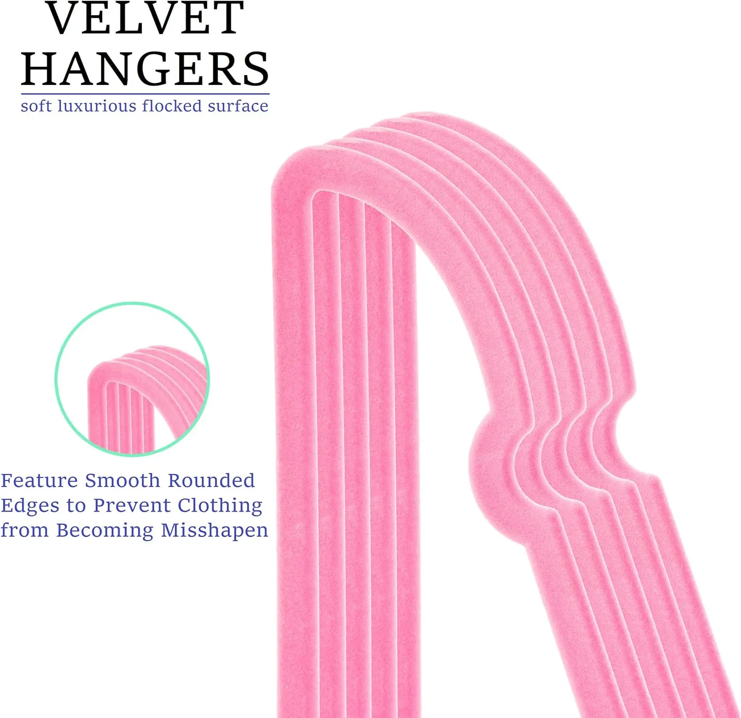 Velvet Hangers 20 Pack, 16" Non Slip Adult Hangers, Slim Clothes Hanger with 360 Degree Swivel Hook - Durable & Cute for Coats, Shirts, Dress (Pink)