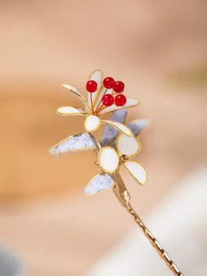 Velvet Morning Glory Hairpin Chinese Hanfu and Han Style Hair Retro Flower with Metal Handmade Hair Clip Hair Accessories for Women Girls Long Hair (Velvet Morning Glory)