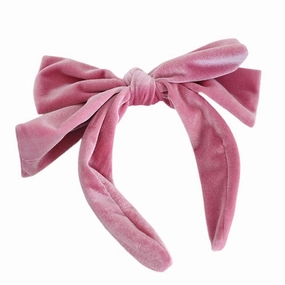 Velvet Bow Headband Women Vintage Style Big Bowknot Head Hoop Hair Accessories for Girls Prom Birthday Gifts (Pink)