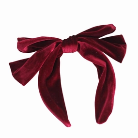 Velvet Bow Headband Women Vintage Style Big Bowknot Head Hoop Hair Accessories for Girls Prom Birthday Gifts (Wine Red)