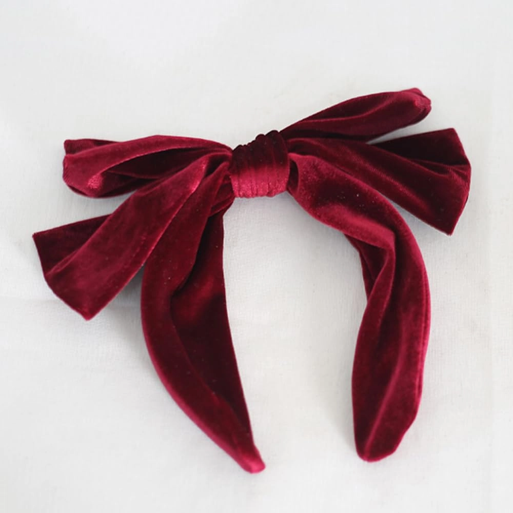 Velvet Bow Headband Women Vintage Style Big Bowknot Head Hoop Hair Accessories for Girls Prom Birthday Gifts (Wine Red)