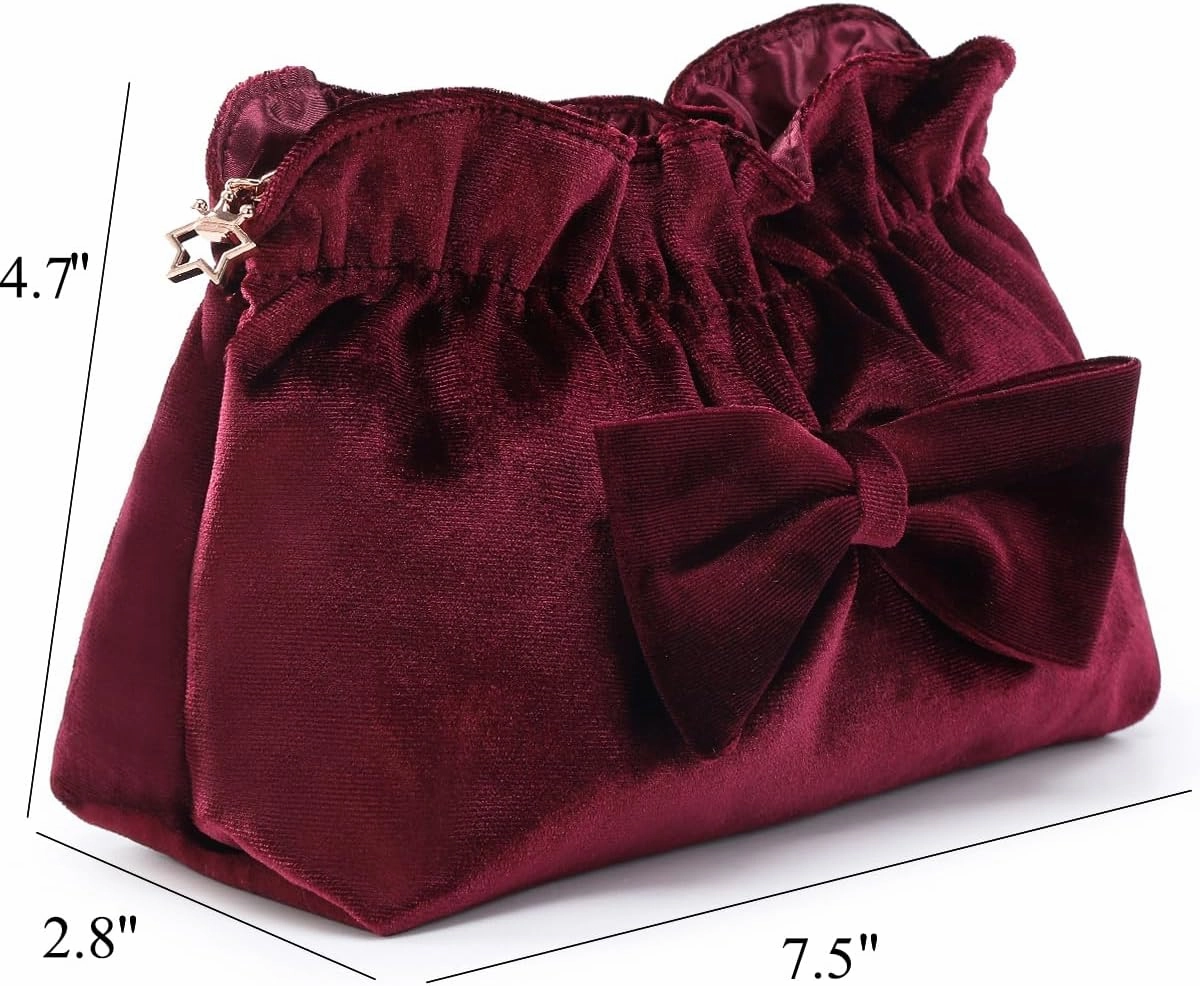 Velvet Makeup Bag Velvet Purse Cosmetic Bag with Zipper, Toiletry/Travel Bag Bag for Women Girls Gift for Woman Birthday, Thanksgiving, Christmas Valentines Day Gifts