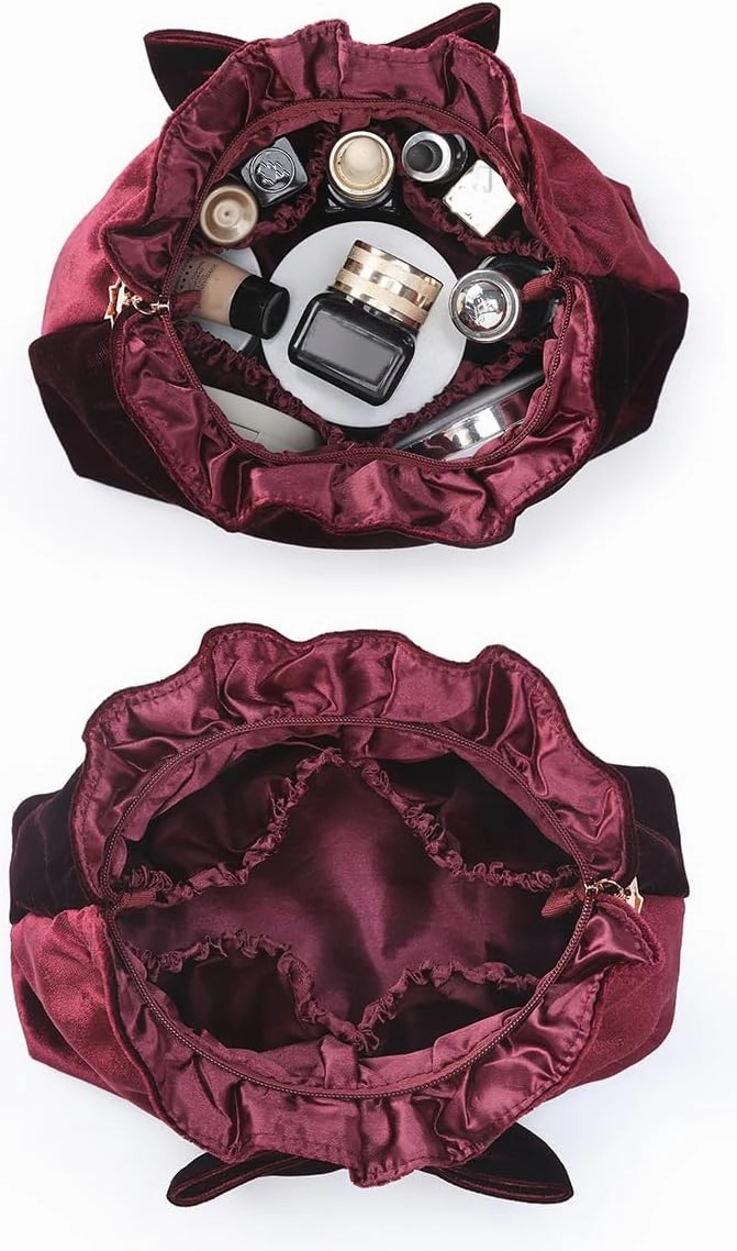 Velvet Makeup Bag Velvet Purse Cosmetic Bag with Zipper, Toiletry/Travel Bag Bag for Women Girls Gift for Woman Birthday, Thanksgiving, Christmas Valentines Day Gifts