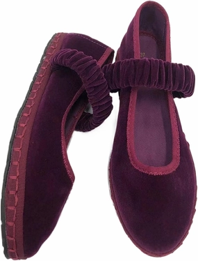 Velvet Mary Janes Women Burgundy Ballet Flats Fall 2024 Y2k Shoes Red Flat Shoes Suede Mary Jane Flats