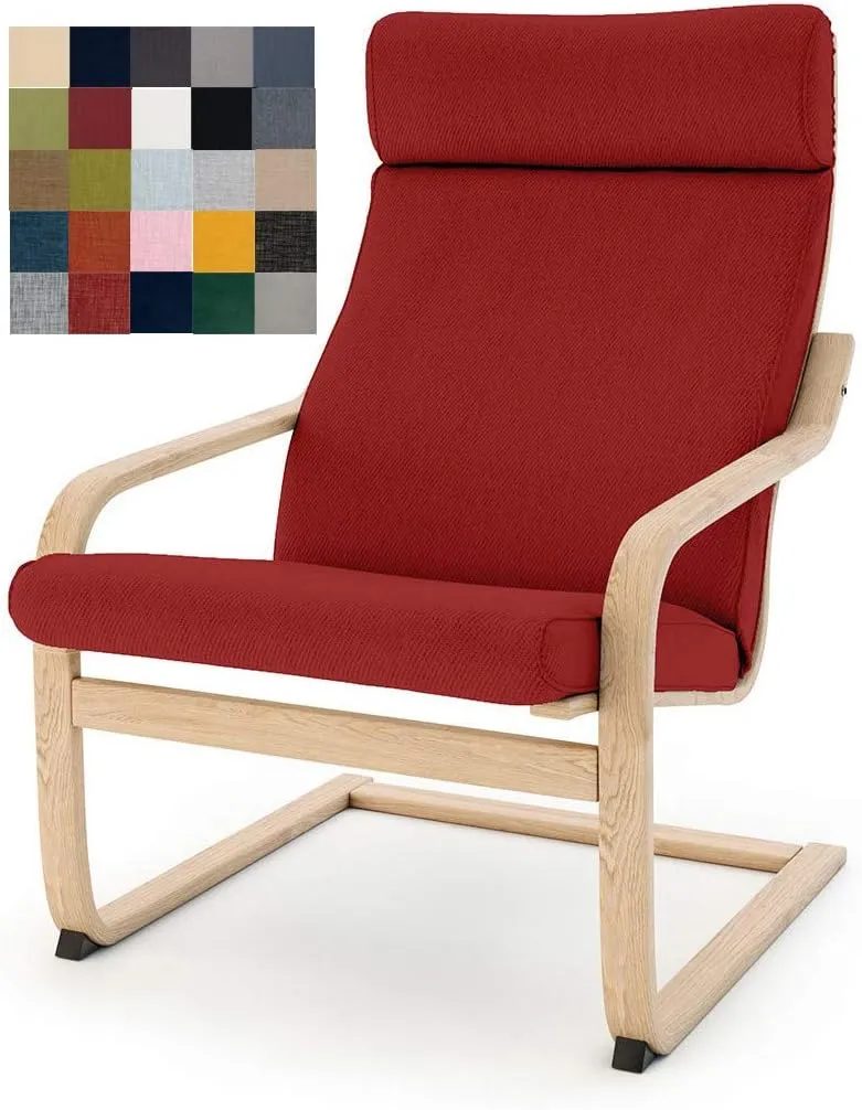 Vepping Lude Multi Colored Armchair Replacement Cover, Fits IKEA Poäng Armchair, Cushion not Included (Cushion Design 1, Cotton - Red)