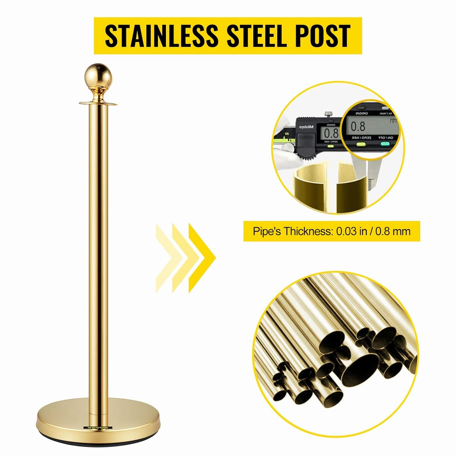 VEVOR Velvet Ropes and Posts 8 Pcs, 5 ft Red Velvet Rope, Stanchion Post with Ball Top, Crowd Control Barriers Gold Stanchions, Red Carpet Poles, Crowd Control Ropes and Poles for Party Supplies