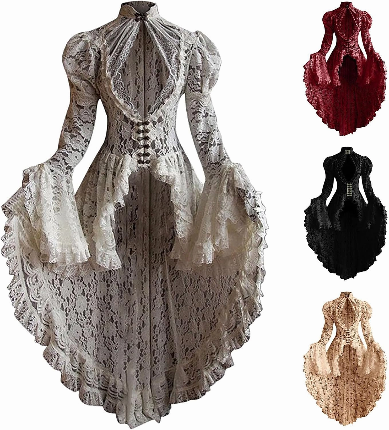 Victorian Dress for Women Retro Medieval Renaissance Corset Dress 18 Century Vampire Fairy Dresses Halloween Costumes
