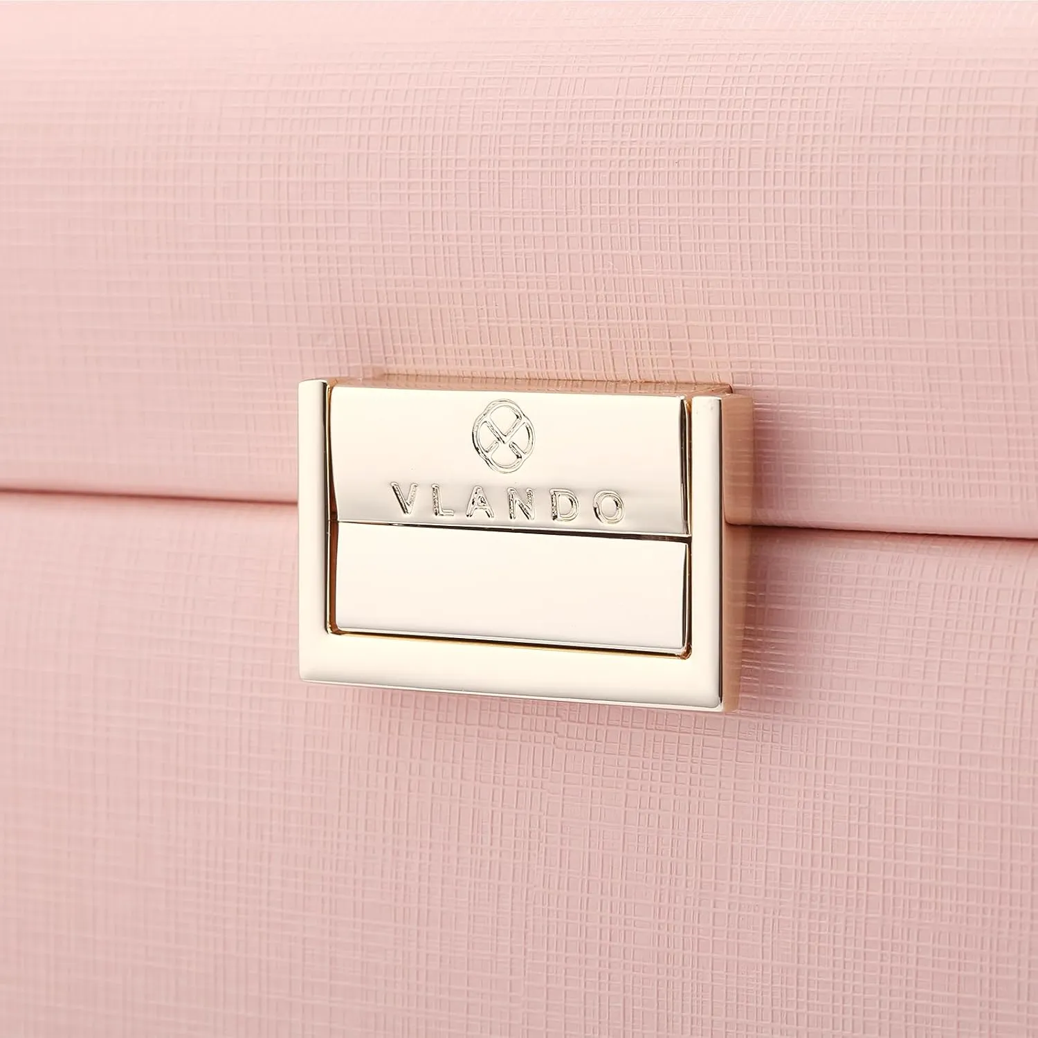 Vlando Mirrored Jewelry Box Organizer, Leather Jewelry Storage Case, Necklaces Earrings Rings Brackets Box Holder, Pink