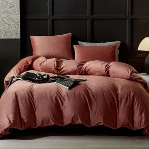 WARMDERN Blush Pink Velvet Duvet Cover Queen Size Flannel Duvet Cover Bedding Sets, 3pcs Ultra Soft Luxury Textured Modern Crystal Velvet Duvet Covers with Zipper Closure(Blush Pink, Queen)