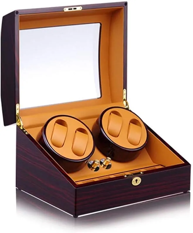 Watch 4 6 Automatic Watch Winder with Silent Motors 4 Rotation Modes Wood Shell Piano Paint Exterior