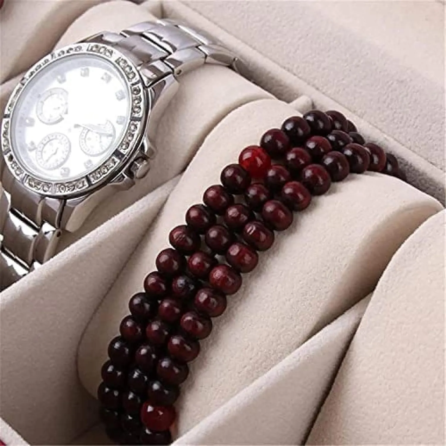 Watch Box Watch Case Wood 20 Slots Organizer Bracelet Display Holder Metal Hinge Clear Top Lockable Storage Case Watch Holder,Rosso,29x20.5x9cm