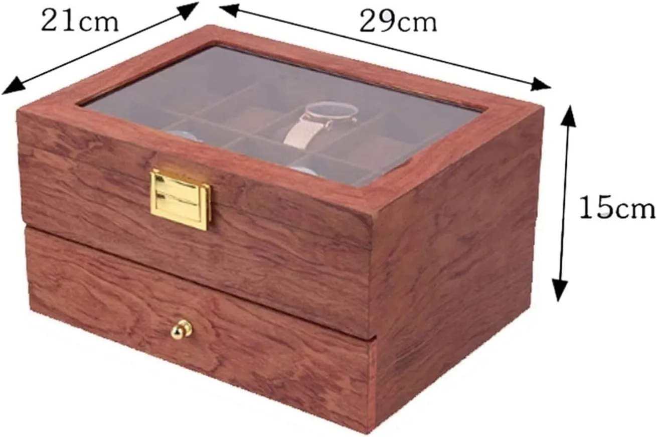 Watch Case Watch Stand Watch Winder Double Layer Vintage Wood 20 Slots Watch Storage Box Organizer Clear Lid Lockable Jewellery Display Case Watch Roll Watch Holder