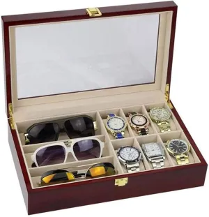 Watch Organizer 34cm/13.3in Watch Box Wooden Jewelry Storage Box with mirror Jewelry Box Suitable Watch Bracelet Finishing Collection. Watch Case