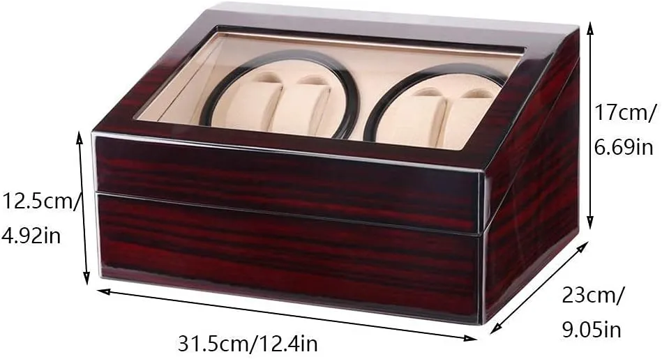 Watch Watch Winder for 10 Automatic Watches, Wood Shell Piano Paint Exterior and Extremely Silent Motor, Flexible (Red A)