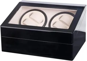 Watch Winder for 10 Automatic Watches, Wood Shell Piano Paint Exterior and Extremely Silent Motor, Flexible Plush Pillow Accessories Red, (Black)