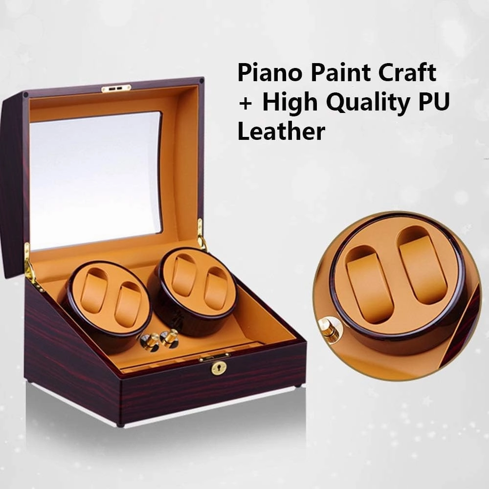 Watch 4 6 Automatic Watch Winder with Silent Motors 4 Rotation Modes Wood Shell Piano Paint Exterior
