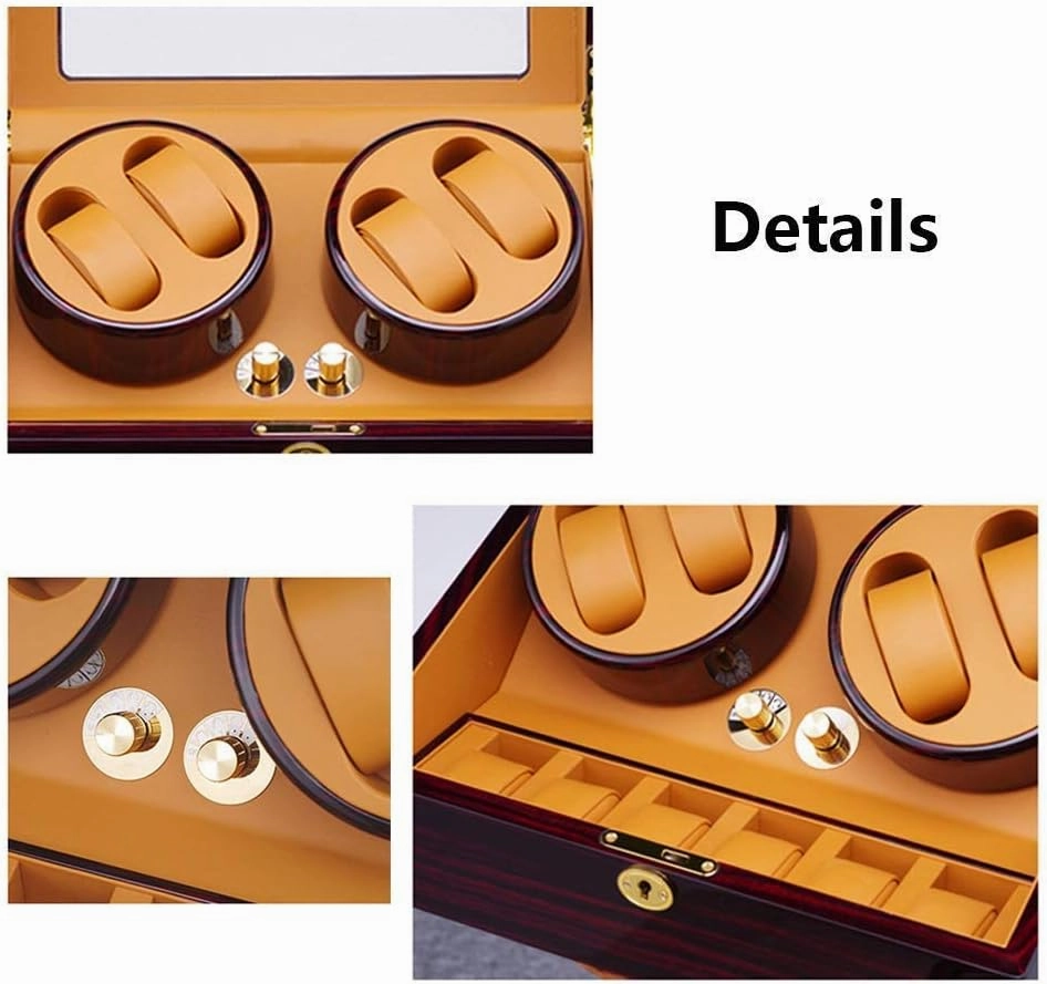 Watch 4 6 Automatic Watch Winder with Silent Motors 4 Rotation Modes Wood Shell Piano Paint Exterior