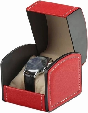 Watch Box Single Watch Display Box Collection Box PU Leather Watch Storage Box Gift (excluding Watches) watch storage box(Red)
