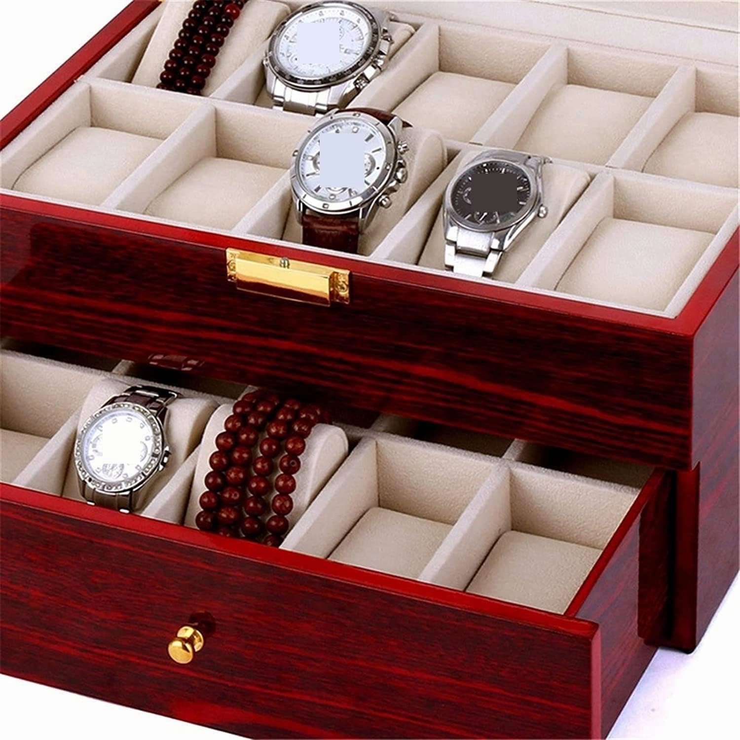 Watch Case Watch Stand Watch Winder Wood 20 Slots Organizer Bracelet Display Holder Metal Hinge Clear Top Lockable Storage Case Watch Roll Watch Holder