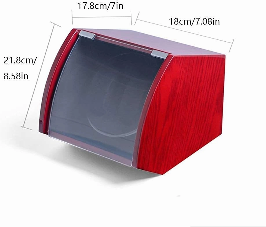 Watch Double Watch Winder,for Automatic Watches,Wood Shell Piano Paint Exterior,Flexible (Red A)