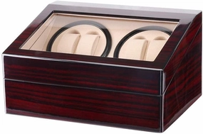 Watch Watch Winder for 10 Automatic Watches,Wood Shell Piano Paint Exterior and Extremely Silent Motor,Flexible (Red A)