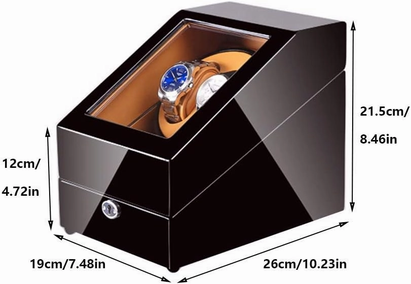 Watch Winder Box for 2 3 Automatic Watches, with LED Light, 4 Rotation Modes, Quite Motors, Black   Brown Accessories