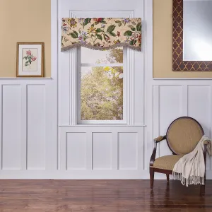 Waverly Laurel Springs Modern Farmhouse Floral Rod Pocket Valance for Windows in Bedroom, Kitchen, or Living Room, 50" x 15", Parchment