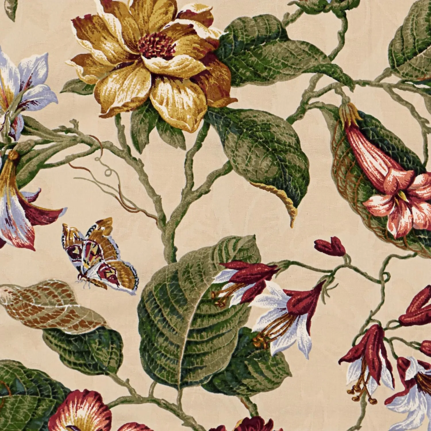 Waverly Laurel Springs Modern Farmhouse Floral Rod Pocket Valance for Windows in Bedroom, Kitchen, or Living Room, 50" x 15", Parchment