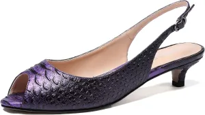 WAYDERNS Women's Peep Toe Patent Leather Ankle Strap Slingback Kitten Heels Low Heel Pumps Evening Work Dress Shoes 1.5 Inch