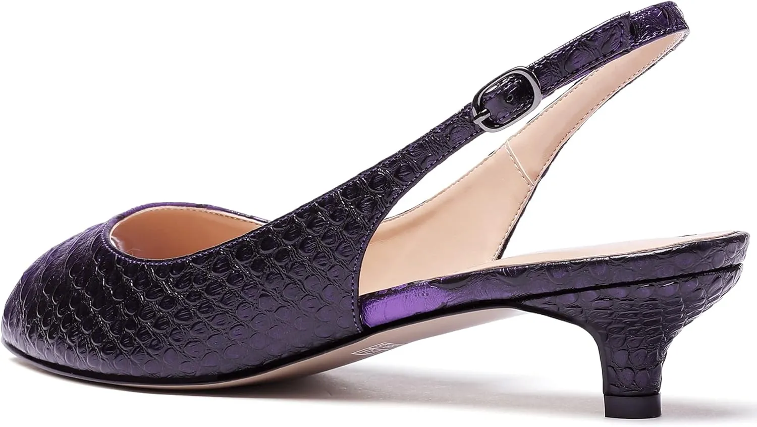 WAYDERNS Women's Peep Toe Patent Leather Ankle Strap Slingback Kitten Heels Low Heel Pumps Evening Work Dress Shoes 1.5 Inch