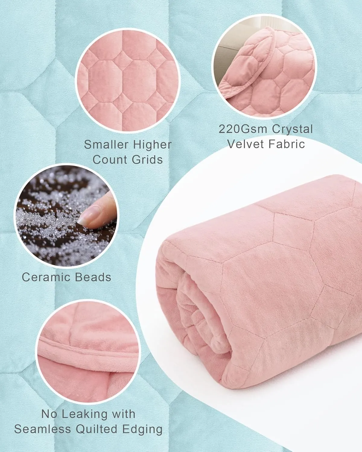 Weighted Lap Blanket 7lbs, Cozy Luxury Crystal Velvet Weighted Blanket for Adults, Small Weighted Blanket for Relaxation, Sleeping, Travel, Dull Pink, 29" x 24"