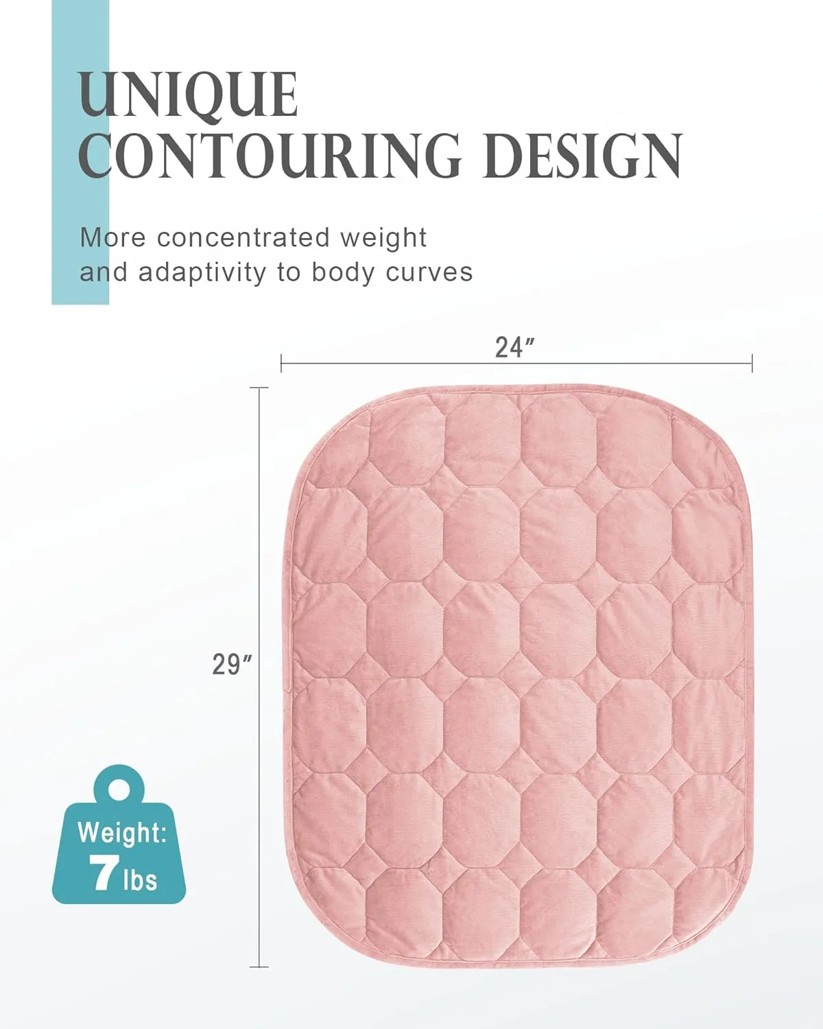 Weighted Lap Blanket 7lbs, Cozy Luxury Crystal Velvet Weighted Blanket for Adults, Small Weighted Blanket for Relaxation, Sleeping, Travel, Dull Pink, 29" x 24"