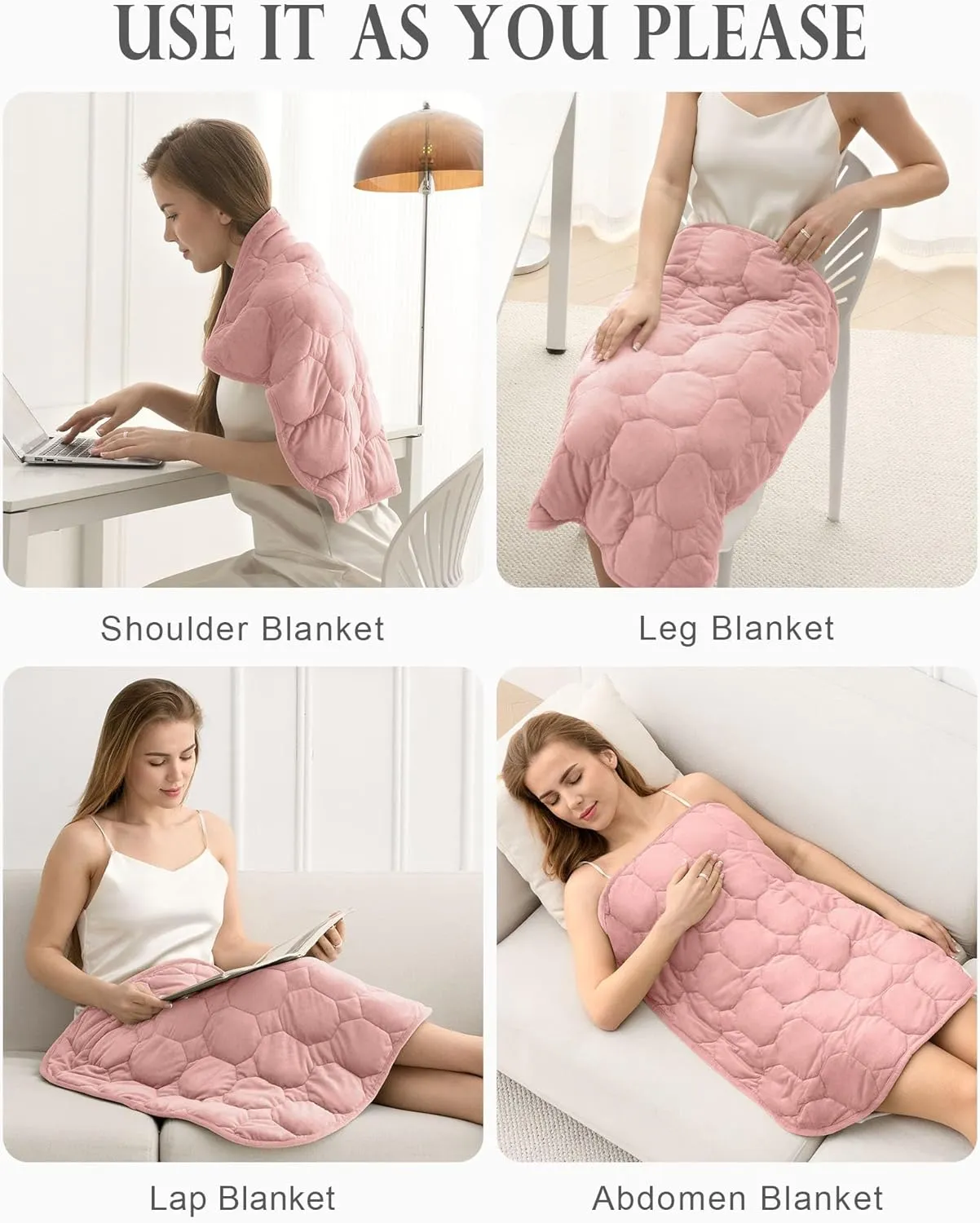 Weighted Lap Blanket 7lbs, Cozy Luxury Crystal Velvet Weighted Blanket for Adults, Small Weighted Blanket for Relaxation, Sleeping, Travel, Dull Pink, 29" x 24"