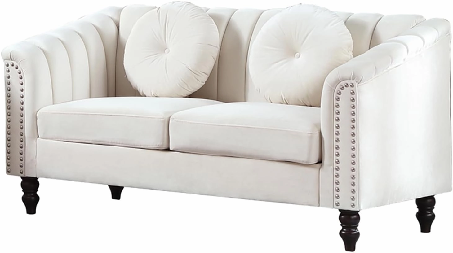 White Chesterfield Velvet Sofa Couch Set (Chair/Loveseat/Sofa) - for Living Room Furniture Sets、Offices、Apartments