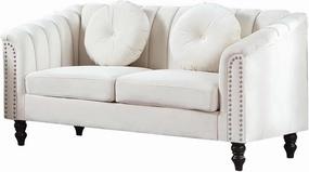 White Chesterfield Velvet Sofa Couch Set (Chair/Loveseat/Sofa) - for Living Room Furniture Sets、Offices、Apartments