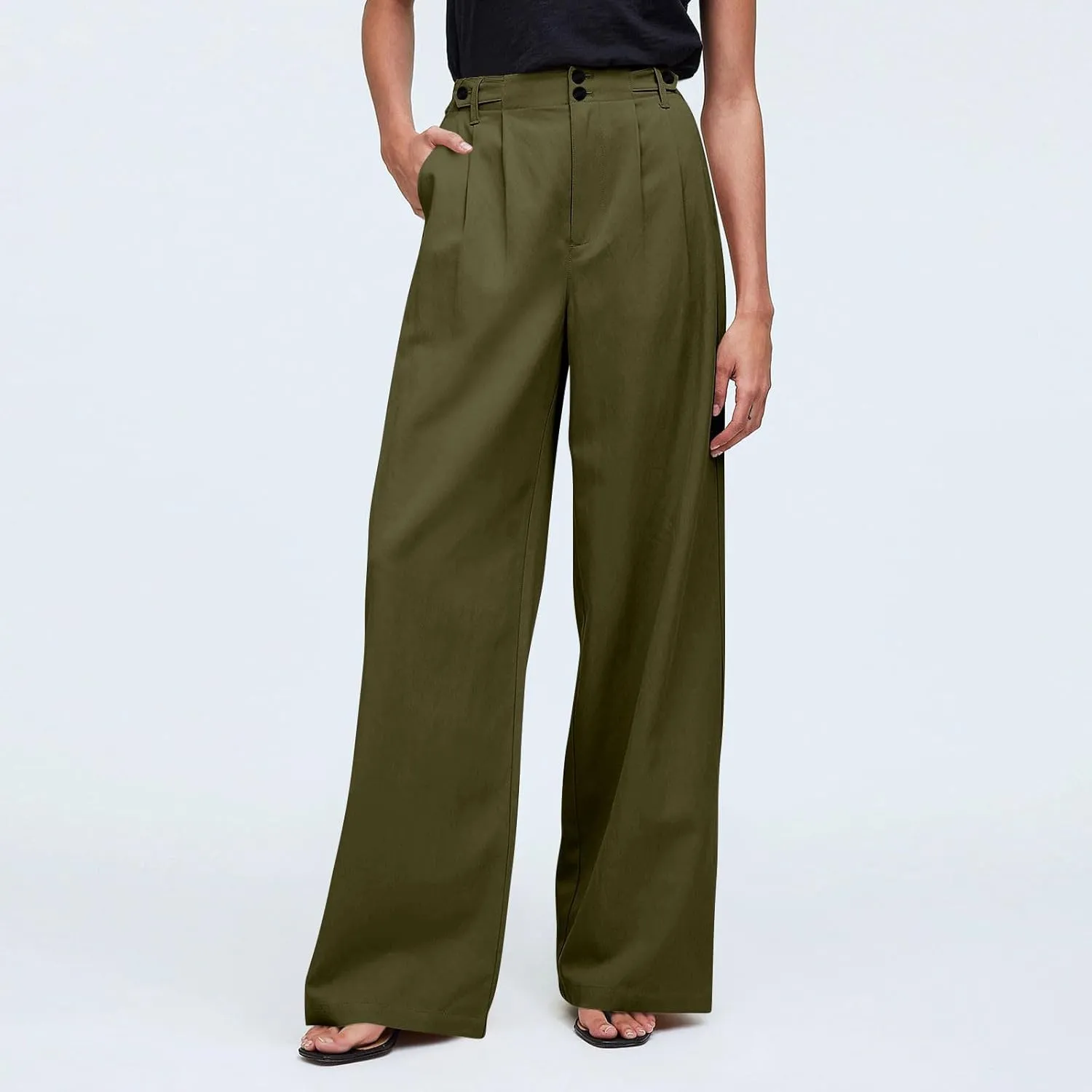Wide Leg Dress Pants for Women High Waisted Business Casual Pants Baggy Comfy Office Work Pants Trousers with Pockets