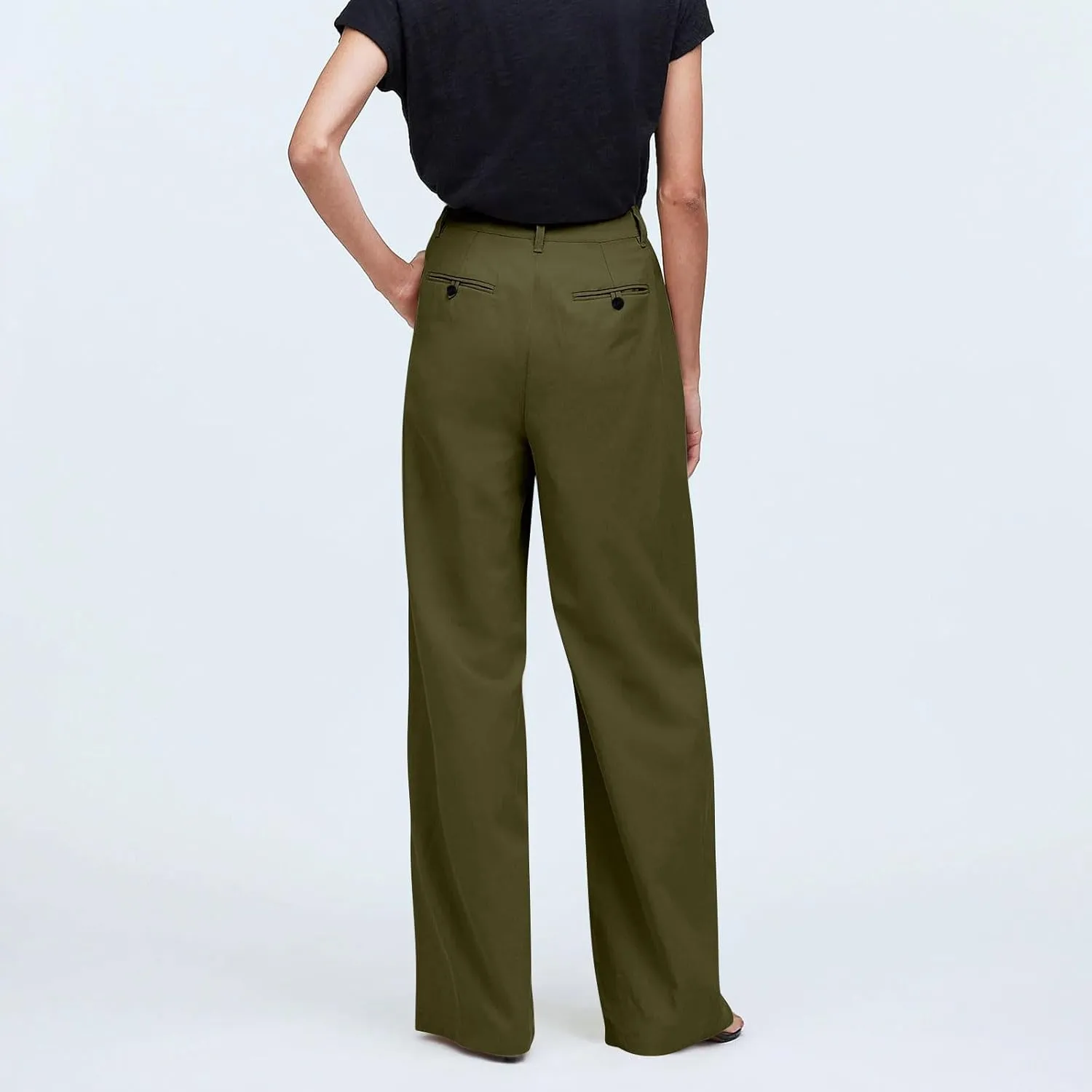 Wide Leg Dress Pants for Women High Waisted Business Casual Pants Baggy Comfy Office Work Pants Trousers with Pockets